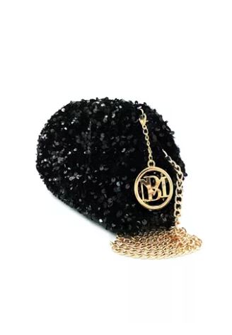 Badgley Mischka Rhinestone Evening Bag with Chain in Black