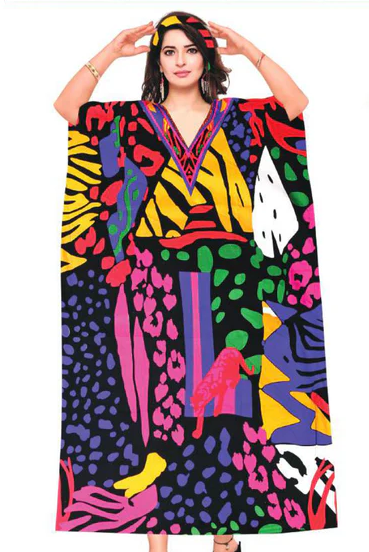 Caroline Caftan Yellow Multi