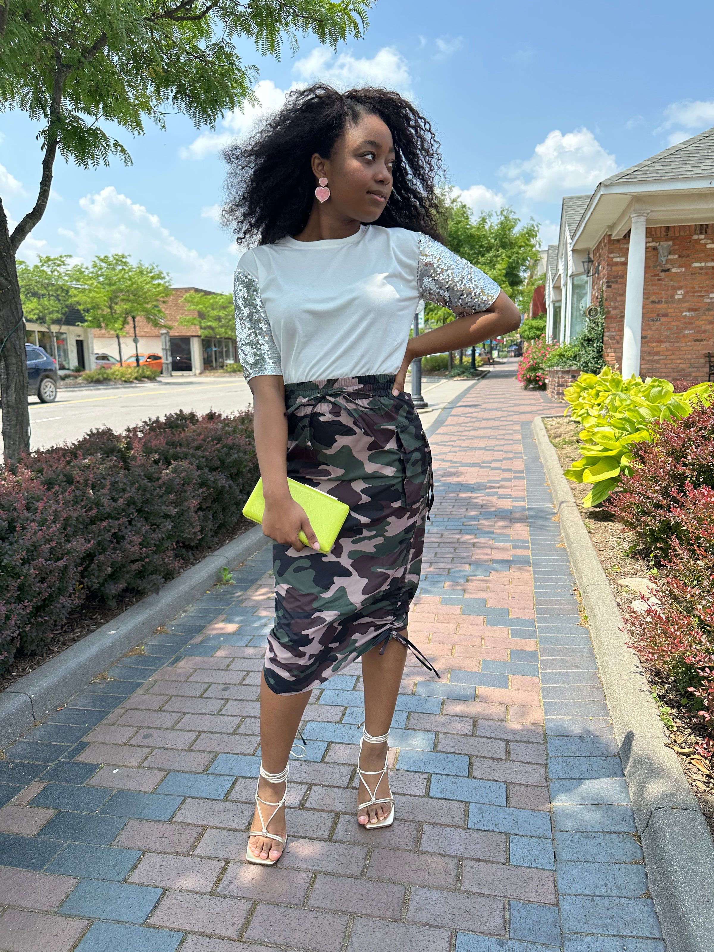 Camo sequin 2024 pencil skirt